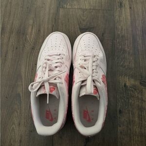 Nike White and Light Pink Low-Top Sneakers